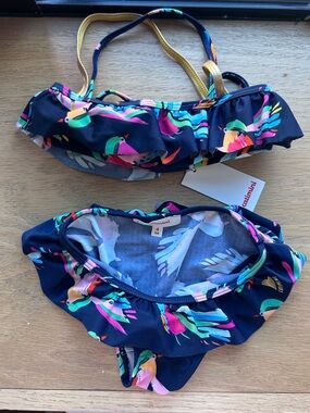 Catimini Navy Multicolor Tropical Bird Bikini Set